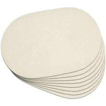Ovale, geflochtene Polyester-Tischsets, 6er-Set