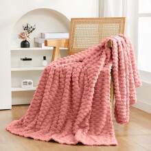 Pink Velvet Plush Fleece Blanket, Ultra-Soft Lightweight Decorative for Sofa Bed Napping, Machine Washable Year-Round Cozy Home Decor
