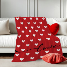Valentine's Day Red & Pink Heart Fuzzy Blanket – Soft Cozy Flannel Throw for Bed, Sofa, Couch, Chair – Romantic Love Decor