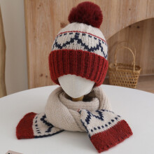 Kids Winter Beanie Hat, Children's Warm Knitted Fleece Lined Woollen Ski Pompom Hat for Boys & Girls 3-9 Years