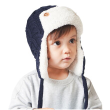 Baby Boys Beanies, Thermal Casual Soft Earflap Winter Hats Navy Size 0-1 T