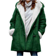 Casaco parka feminino de inverno com capuz e forro de sherpa, estilo parka longo em camurça sintética, tamanhos grandes do P ao 5XG, ideal para