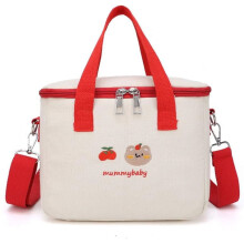 Sac à lunch brodé mignon, boîte à lunch isotherme réutilisable, sac fourre-tout pour la rentrée scolaire (rose)