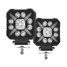 4 Inch Car Square LED Work Light Strobe Headlight White Yellow Offroad Driving Light Spotlight for Truck Cars Suv Boat