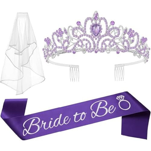 Σετ Νυφικού Ντους: Τιάρα, Ζώνη 'Bride Be' & Σατέν Άκρη