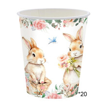 Set di piatti e ciotole di carta pasquali, 20 pezzi, 23 cm e 18 cm, bianchi