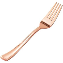 Furculițe din plastic auriu-roz, rezistente, 19 cm, pachet de 50
