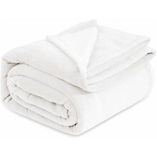 GentleSoft fleece tæppe hvid queen size 90x90 tommer