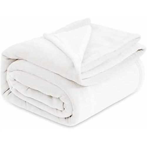 GentleSoft fleece tæppe hvid queen size 90x90 tommer