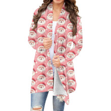 Offener Damen-Strickcardigan – Weihnachtsmuster, lange Ärmel, leicht und locker geschnitten – Lässige Loungewear & Festtagskleidung –