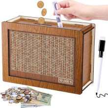 Dřevěný sledovač hotovosti 10000Savings Challenge Box