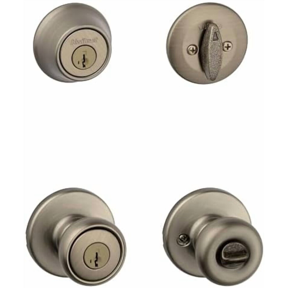Tylo Keyed Entry Knob And Deadbolt Combo Pack Antique Brass 9032631836506