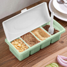 Organizador/Caixa de Plástico para Temperos e Especiarias, nas Cores Azul, Verde e Rosa
