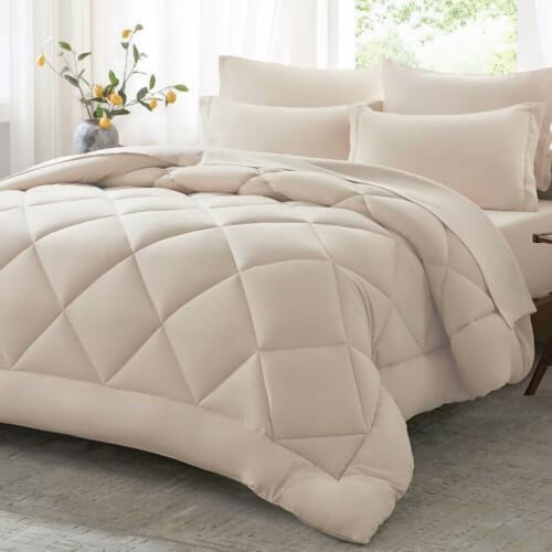 Ensemble de couette Queen réversible 7 pièces, certifié OEKO-TEX