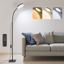 Luminária de chão LED de 140 cm, 3 temperaturas de cor, ajustável.