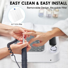 Nail Dust Collector with Reusable Filter for Acrylic Gel Nails Adjustable Vacuum Fan for Salon or Home Manicures US Plug