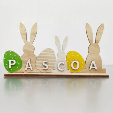 Decoración de Pascua: Centros de mesa rústicos de conejitos de madera para el hogar, el comedor y la oficina – Decoración de mesa primaveral de