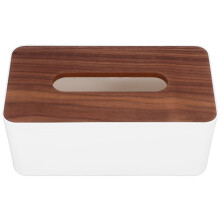 Porta fazzoletti in PP bianco e legno