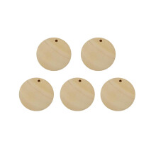 50 stk. smykkefremstillingsvedhæng træcharme gør-det-selv-håndværk token assorteret blank disk