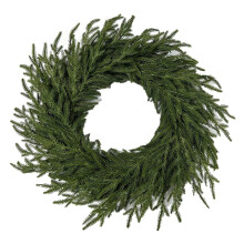 Coroană de Crăciun din pin Norfolk, 24" - Cedru artificial, moale și flexibil, pentru decor interior/exterior, uși, pereți și ferestre