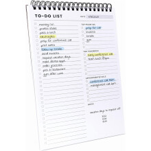 Bloc-notes Happy Kind pour listes de tâches : 16,5 x 25 cm, 60 feuilles, agenda quotidien à spirale, organiseur de tâches – Idéal pour le