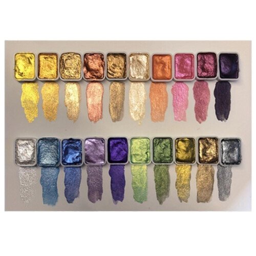 20-farbiges Aquarellset mit Schimmereffekt