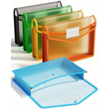 Gjennomsiktig, ekspanderende plastmappe, 5-pakning
