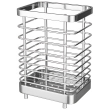 Soporte de acero inoxidable para utensilios – Para pared/encimera, malla abierta, 122 cm (4 pies), secado rápido, para palillos y cubiertos, 15 cm