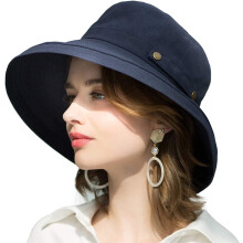 Dames katoenen zonnehoed met brede rand UPF50+ UV-bescherming, opvouwbare strandhoed, zomerse bucket cap voor op reis
