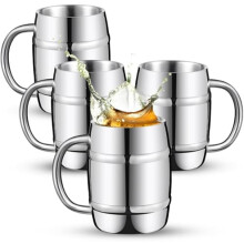 Confezione da 4 tazze termiche in acciaio inox da 440 ml con manico