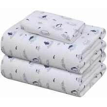 Flanell-Bettwäscheset (Einzelbett XL) – Weiche, doppelt gebürstete Baumwolle, tiefe Taschen (bis zu 40 cm), 3-teilig, Pinguin-Kantendesign