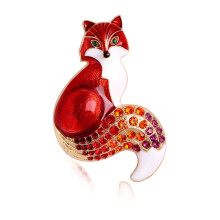 Elegante broche de zorro con diamantes de imitación para banquetes y bodas. Adorno de solapa, ideal para decorar mochilas y chaquetas.