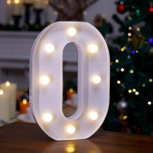 Enseigne lumineuse LED en forme de lettre O, veilleuse à piles