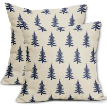 Capas de Almofada com Estampa de Árvore de Natal, 45x45 cm, Conjunto com 2, Estampa Rústica Vermelha de Inverno, Decoração Vintage de Fazenda