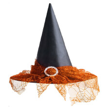 Chapeau de sorcière adulte pour Halloween, haut chapeau pointu noir à bord, accessoire de déguisement et décoration de fête