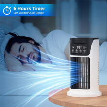 Climatiseur Portable, Ventilateur de Bureau à 6 Vitesses, Lumière LED 7 Couleurs avec Fonction de Minuterie
