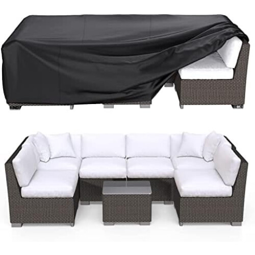 Capas para Móveis de Jardim, Capa Resistente e Impermeável para Móveis Externos, Capa para Conjunto de Sofá Modular, Mesa e Cadeiras, 282 cm (C)