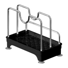 Organizador de tapas de ollas, organizador de ollas y sartenes para armario, soporte de acero inoxidable para ollas y sartenes, tablas de cortar y