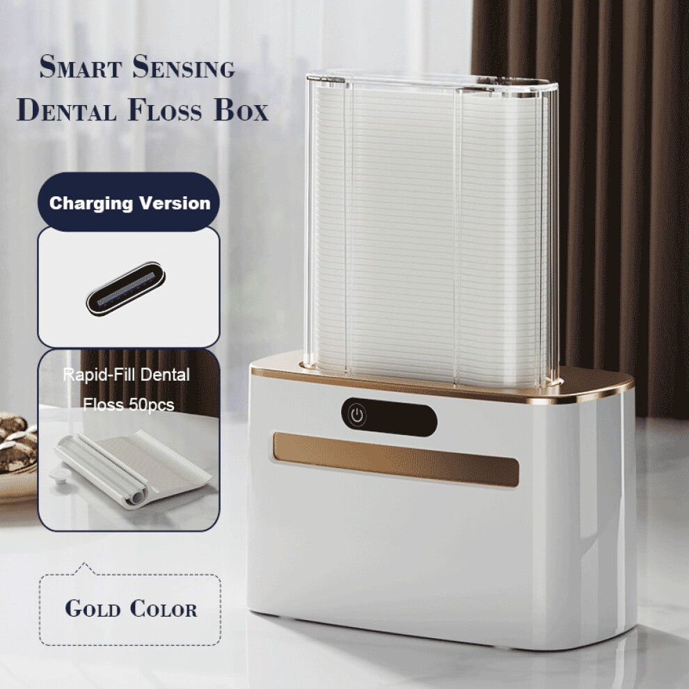 Smart Auto Floss Dispenser Box â Battery/USB Rechargeable, Hygienic ABS, 100 Sticks Included, Compact 5.12x4.53x3.54in, for Home/Restaurant/Hotel |