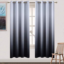 Light Blocking Gradient Blackout Curtains, Thermal Insulated Grommet Drapes for Living Room/Bedroom (Black, 2 Panels, 52x72")