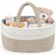 Extra Large Diaper Caddy Organizer, Cotton Rope Nursery Basket, Portable Organizer for Changing Table, Car, Diaper Storage for Baby Stuff for Newborn