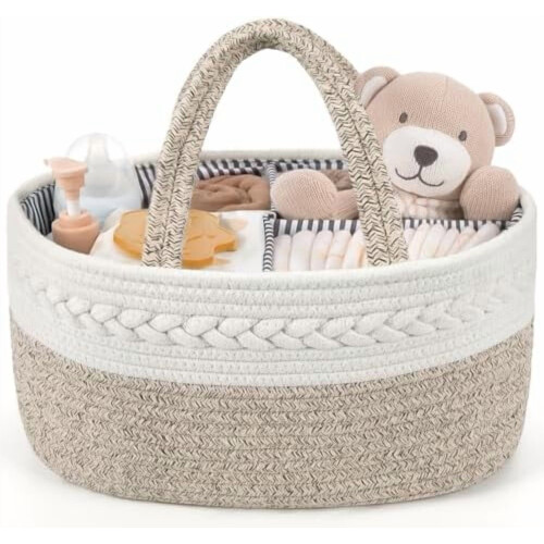 Diaper caddy organizer cotton rope extra large