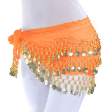 Gonne con nappe e paillettes per donna, sciarpa da danza del ventre, cintura avvolgente, gonna argento128, abiti da festa di carnevale, arancione,