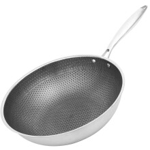Wok antiaderente em aço inoxidável cinza (1 unidade)