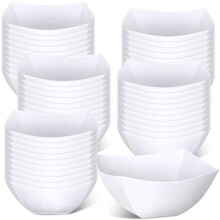 50 κόκκινα τετράγωνα πλαστικά μπολ, 8oz, επαναχρησιμοποιήσιμα