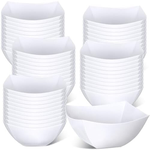 50 κόκκινα τετράγωνα πλαστικά μπολ, 8oz, επαναχρησιμοποιήσιμα