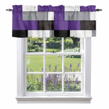 Purple Black Gray Rod Pocket Valance 54x18in Abstract