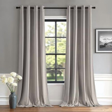 Velvet Grommet Curtains 52x108", Silver Light Grey, Thermal Insulated & Room-Darkening, Set of 2 — Compatible with Classical Living Room & Bedroom