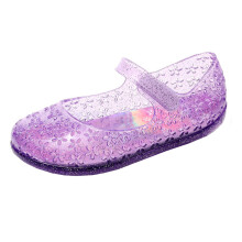 Pantoufles pour filles, bout fermé, semelle rigide, style princesse, violettes, 2,5-3 ans