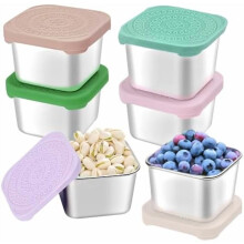 Lot de 6 boîtes à goûter en acier inoxydable de 180 ml